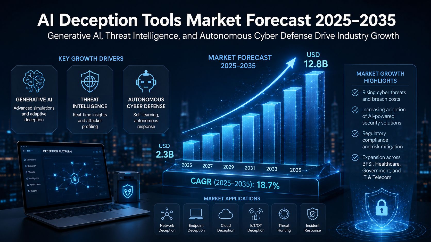 AI Deception Tools Market to Reach USD 3.85 Billion by 2035 as AI-Driven Cyber Warfare and Autonomous Defense Systems Redefine Digital Security