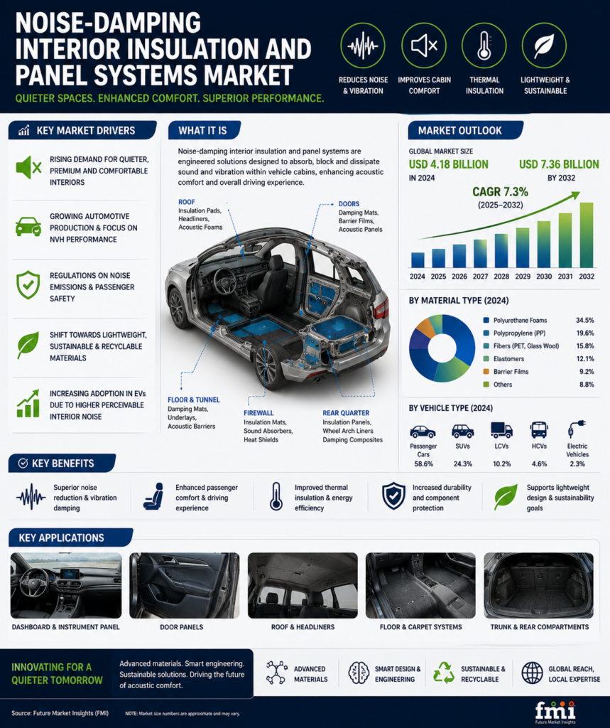 Noise-Damping Interior Insulation and Panel Systems Market to Reach USD 8.8 Billion by 2036 as EV Adoption and Cabin Comfort Priorities Drive Demand