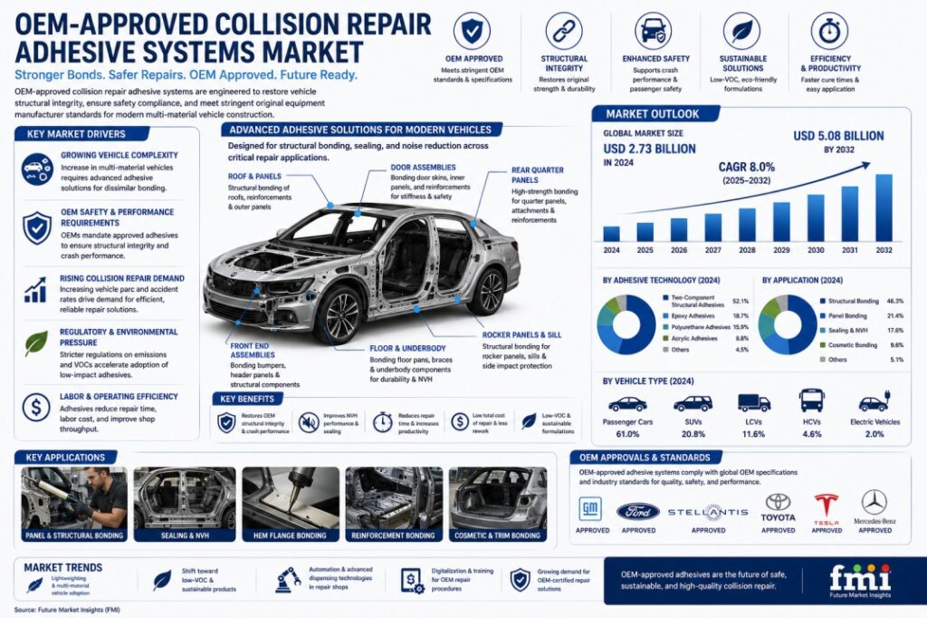 OEM-Approved Collision Repair Adhesive Systems Market to Reach USD 2.4 Billion by 2036 as Certified Repair Standards Drive Adhesive Adoption