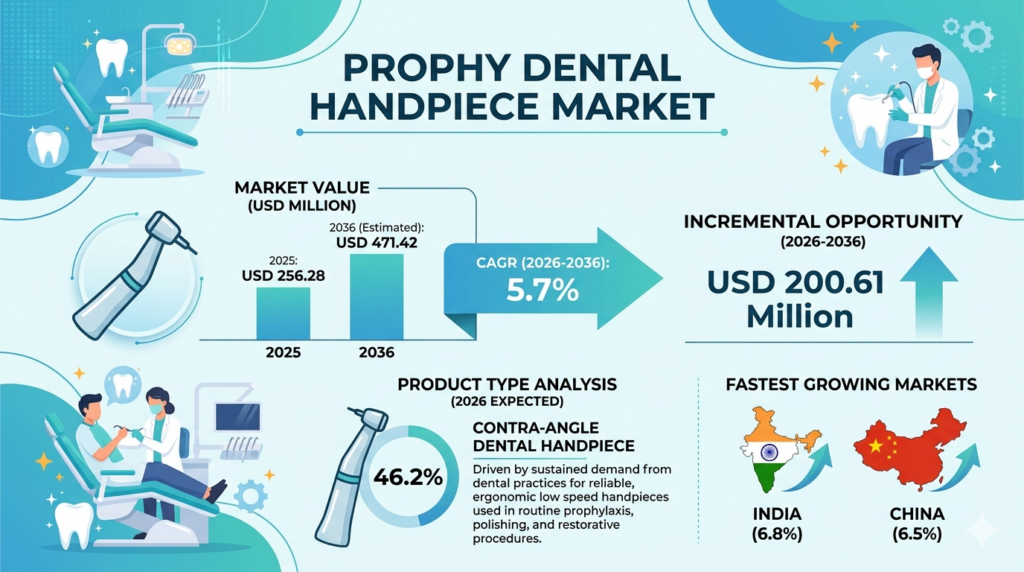 Prophy Dental Handpiece Market to Reach USD 471.42 Million by 2036 Amid Rising Dental Practice Expansion and Infection Control Requirements