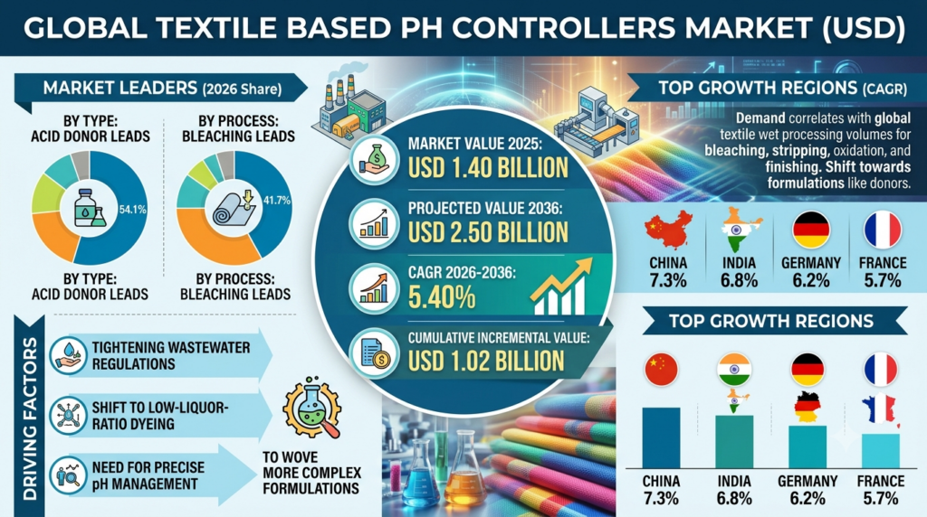 Textile Based pH Controllers Market to Reach USD 2.50 Billion by 2036 Amid Rising Demand for Precision Textile Processing and Sustainable Manufacturing