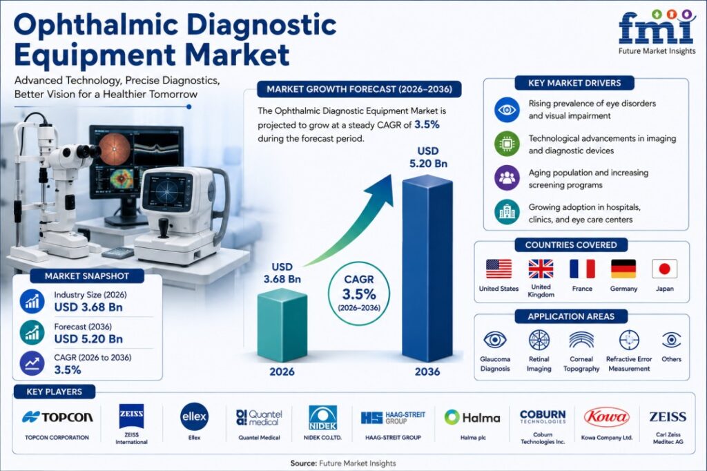 Ophthalmic Diagnostic Equipment Market Set to Reach USD 5.20 Billion by 2036 with Expanding Investments in AI-Powered Vision Diagnostics