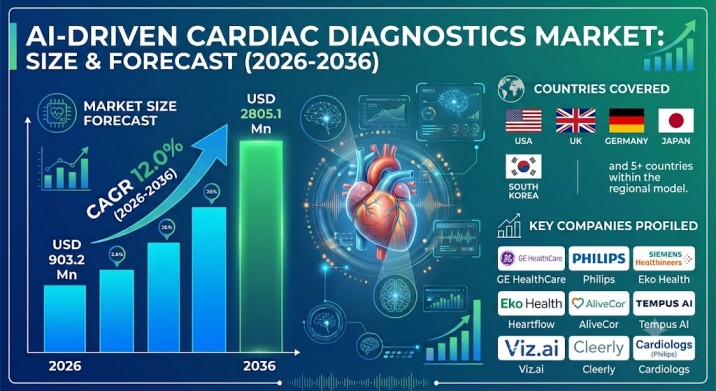 USA AI-Driven Cardiac Diagnostics Market: Market to Expand at a 12.8% CAGR by 2036