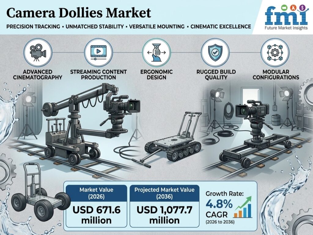 Camera Dollies Market to Reach USD 1.08 Billion by 2036 at 4.8% CAGR