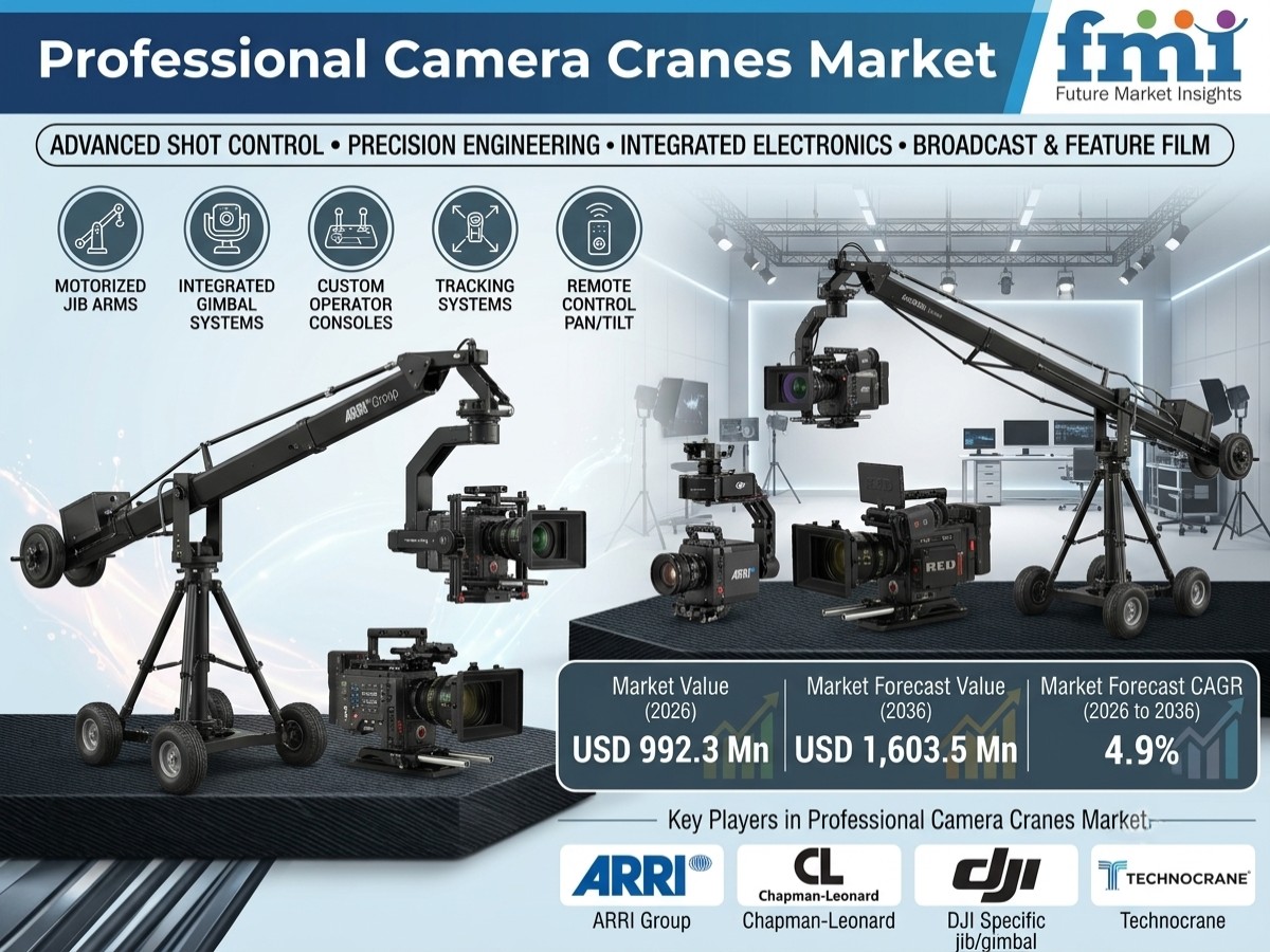 Professional Camera Cranes Market to Reach USD 1.6B by 2036 at 4.9% CAGR
